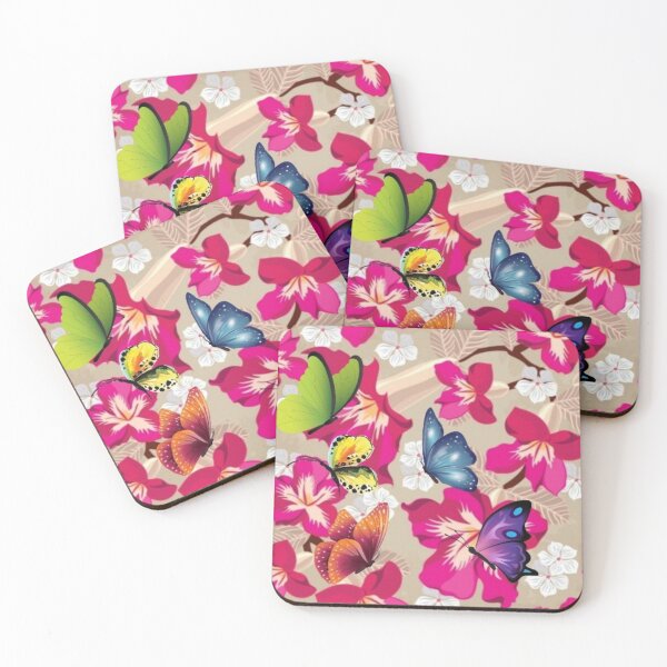 Item preview, Butterflies with beautiful hibiscus flowers designed and sold by SKMAXX.
