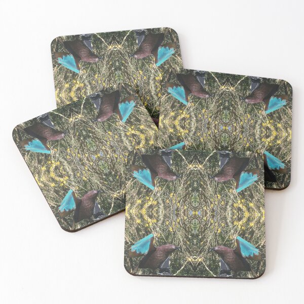 Item preview, Teal birds flock the Spring Kowhai - Botanical Divine, Taupo, NZ designed and sold by RoseAromas.