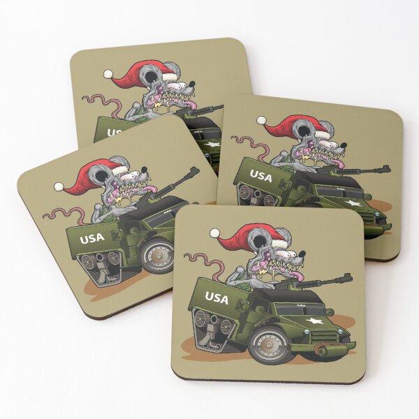 Item preview, DigiRods Christmas Holiday Santa Rat Rod Racer Military Army Tank designed and sold by 3sistersrock.