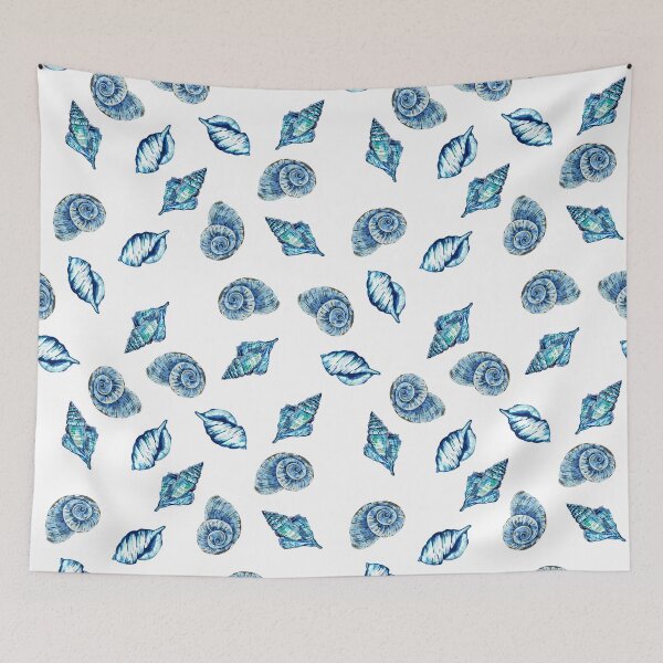 Item preview, Blue Sea Shells Pattern designed and sold by Sebastian Grafmann.