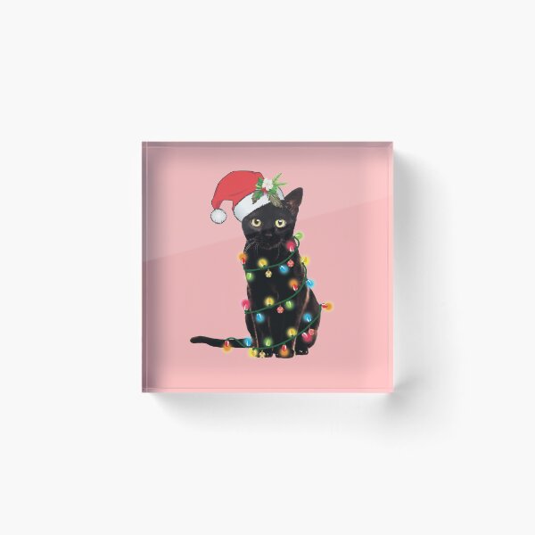 Item preview, Black Santa Cat Tangled Up In Lights Christmas Santa  designed and sold by tronictees.