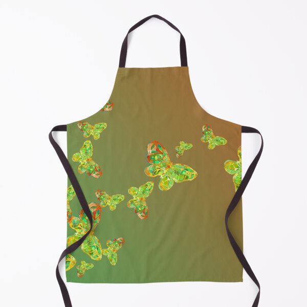 Item preview, Green and Orange Butterflies Pattern designed and sold by Sebastian Grafmann.