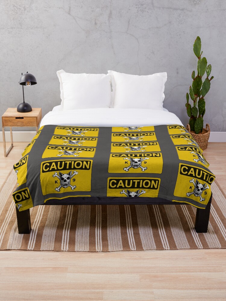 Thumbnail 1 of 6, Throw Blanket, CAUTION- K9- DOG designed and sold by RENAGADE4LYF.