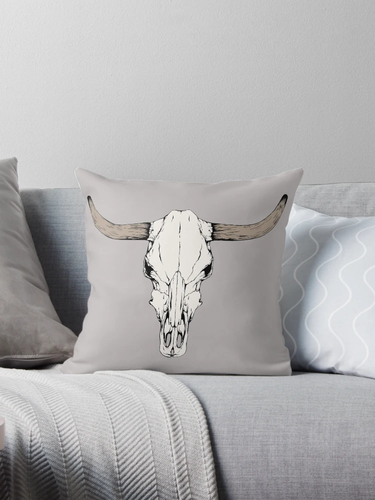 Cow Skull Pillow for Sale by ramarama Redbubble