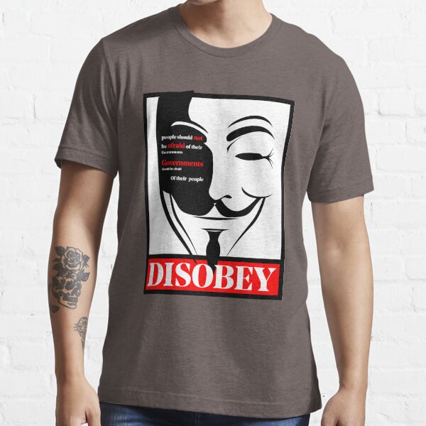 "Disobey T Shirt Guy Fawkes Mask Anonymous Mr. Robot Hacker V For Vendetta BonFire night tshirt