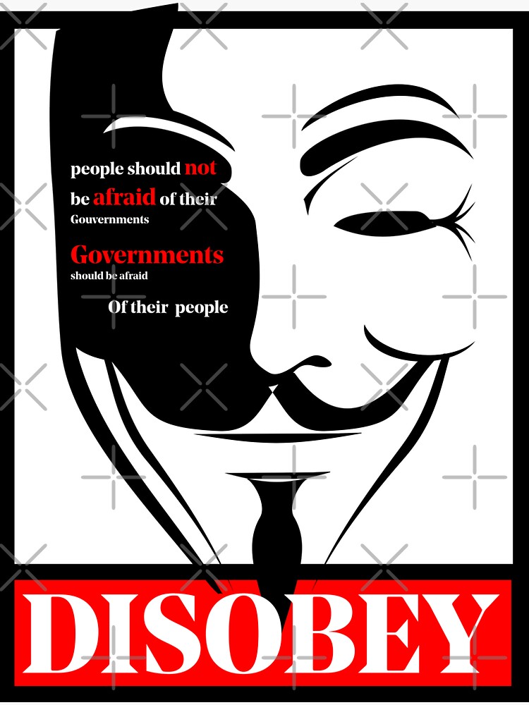 "Disobey T Shirt Guy Fawkes Mask Anonymous Mr. Robot Hacker V For Vendetta BonFire night tshirt