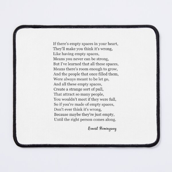 Item preview, Empty Spaces Poem Ernest Hemingway designed and sold by corbrand.