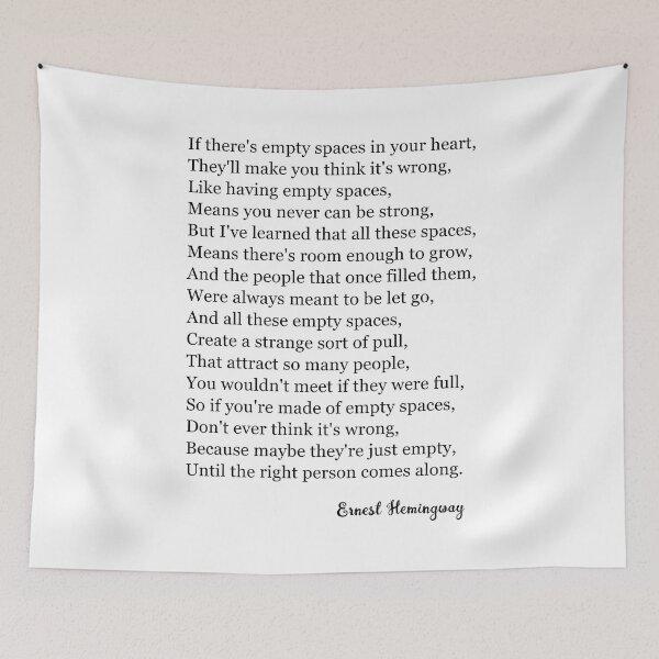 Item preview, Empty Spaces Poem Ernest Hemingway designed and sold by corbrand.
