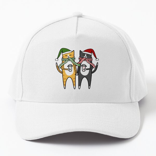 Winter Christmas Coffee Cats Baseball Cap