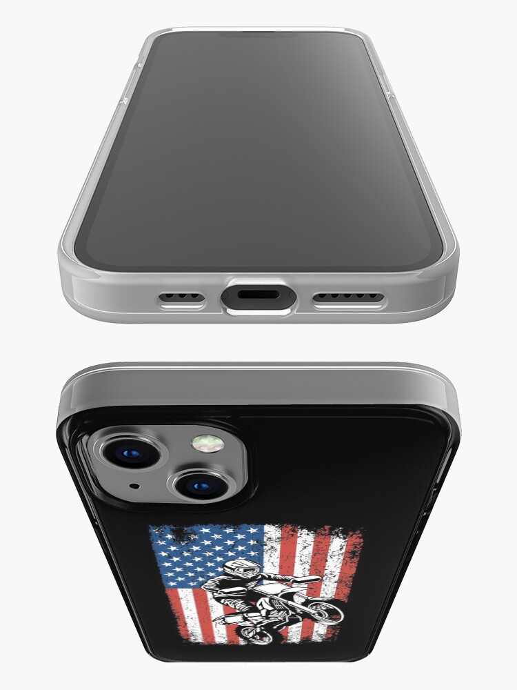 Vintage American Flag Motocross Dirt Bike IPhone Case Designed & Sold
