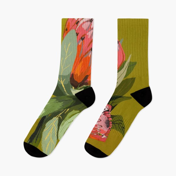 Item preview, Protea flor, botánico, pintura, verdes, abstracto, flor, arte, designed and sold by chrissyink.