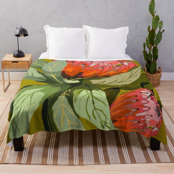 Item preview, Protea flor, botánico, pintura, verdes, abstracto, flor, arte, designed and sold by chrissyink.