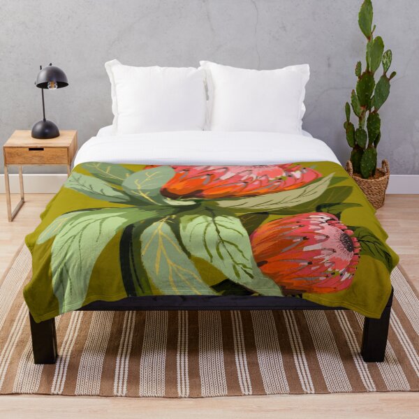 Item preview, Protea flower, botanical, painting, greens, abstract, flower, art,  designed and sold by chrissyink.