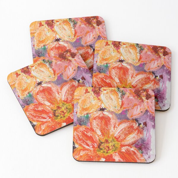 Item preview, BOHEMIAN BOUQUET, Flowers, Orange Floral, Wildflowers, Botanical, Expressive, Peach, Yellow, Purple designed and sold by KATHLEEN TENNANT ART.