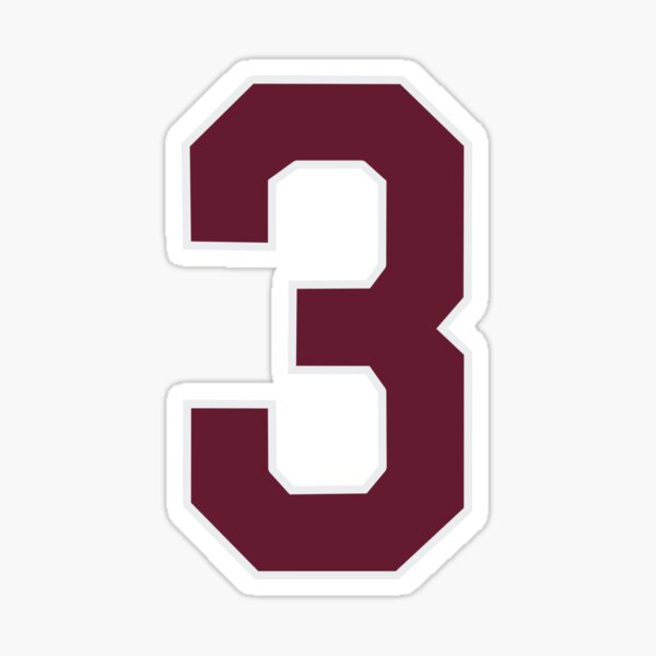 Big Bold Number 3 Collegiate Athletic Numbers Sticker For Sale By