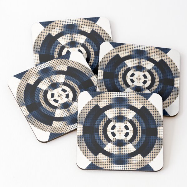 Item preview, graphic design geometric symmetry circle pattern abstract background in blue brown designed and sold by Mrvell.