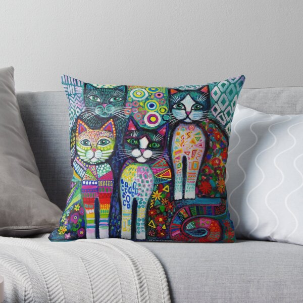 Quirky Cats Throw Pillow