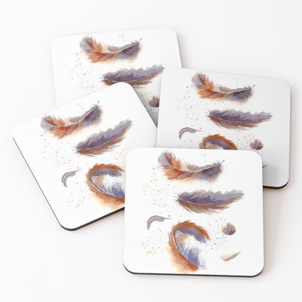 Item preview, Watercolor falling feathers designed and sold by PaintsPassion.