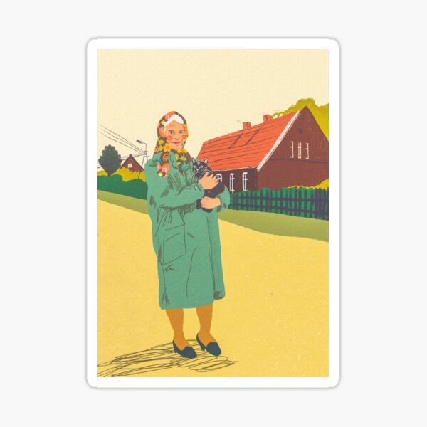 Woman with a cat Sticker
