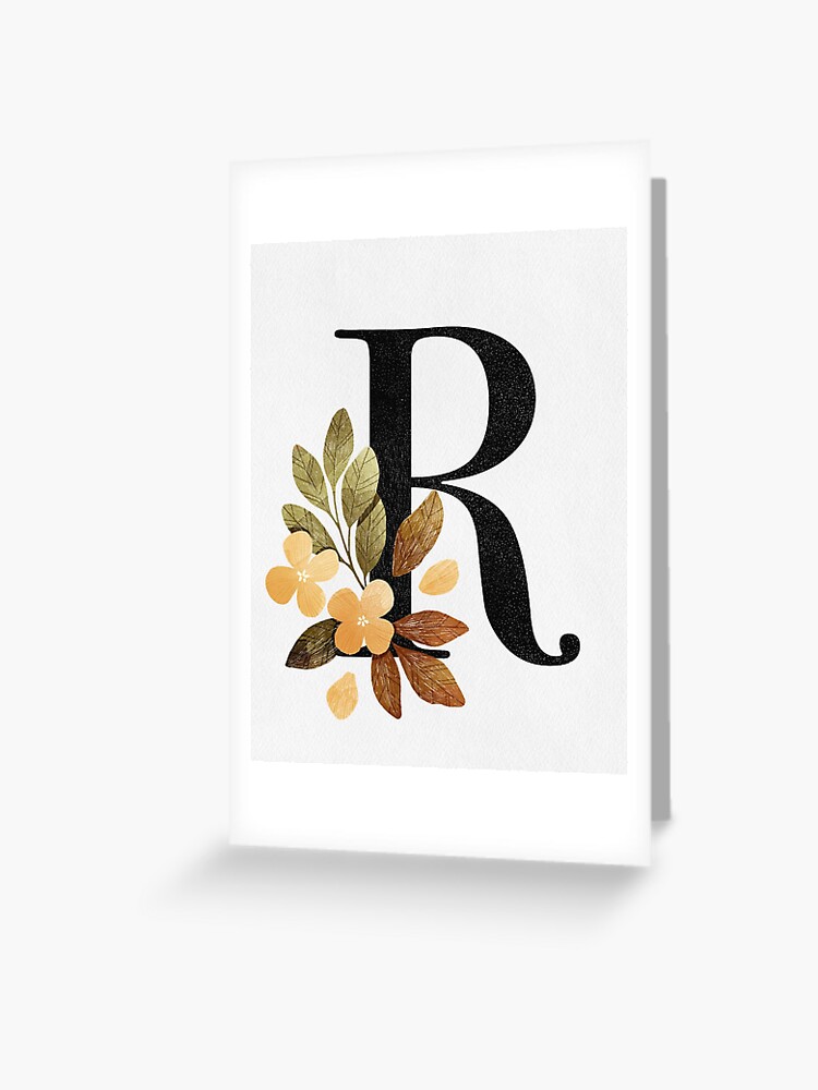 Letter P in watercolor flowers and leaves. Floral monogram