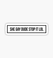 She Gay Dude Stop It Lol Sticker