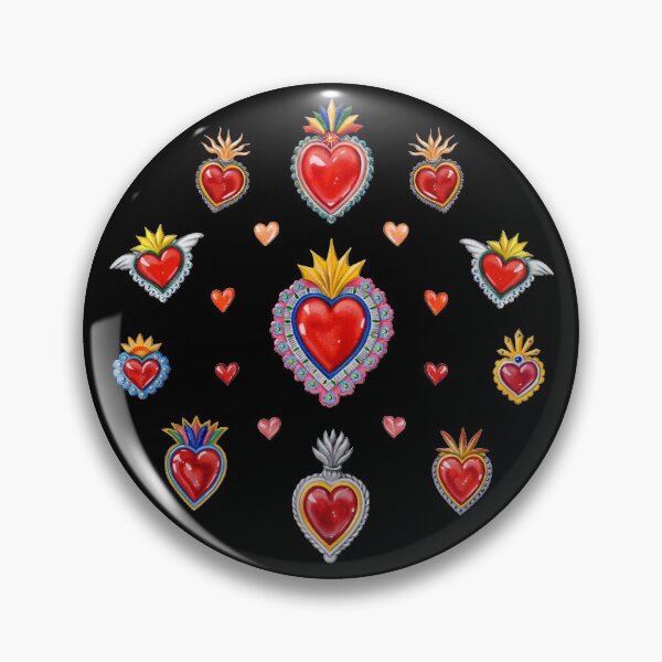 Item preview, Mexican Sacred Hearts (black background) designed and sold by Colette van der Wal.