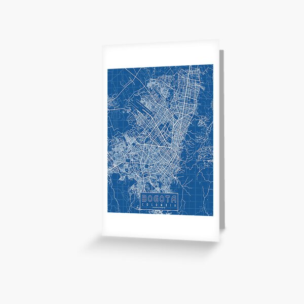 Bogota City Map Of Colombia Blueprint Greeting Card For Sale By Demap Redbubble 