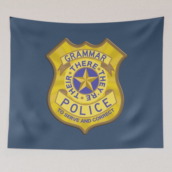 Item preview, Grammar Police Badge designed and sold by Happy Puppy Print On Demand.