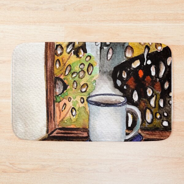 Item preview, Rainy day, cup of coffeee, books, autumn watercolors illustration pattern designed and sold by Ala Lopatniov.