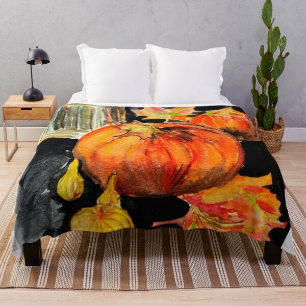 Item preview, Autumn scenary, pumpkins, golden colors, watercolors, illustration designed and sold by Ala Lopatniov.