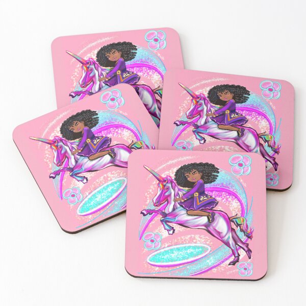 Item preview, Curly hair Princess on a unicorn pony - black girl with curly afro hair on a horse. Black princess designed and sold by Artonmytee.
