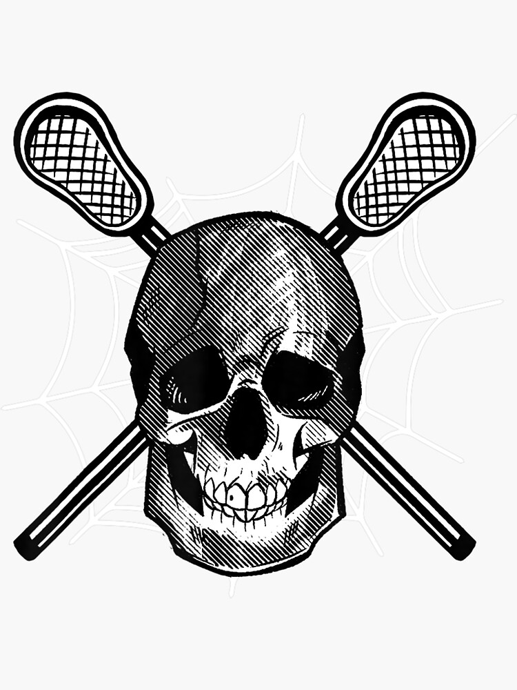 "Lacrosse Skull Lazy Halloween Costume Skeleton CrossBones" Sticker by