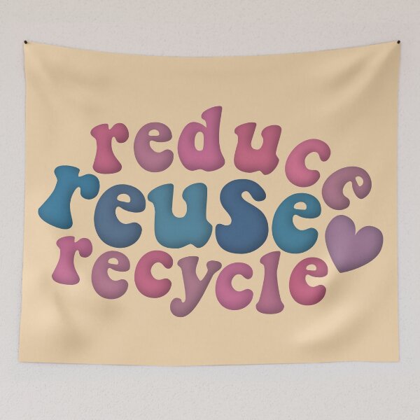 Item preview, Reduce Reuse Recycle Pink Blue Retro Environmental Advocacy designed and sold by cashewdays.