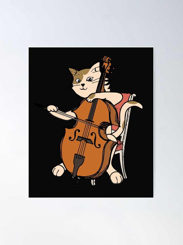 Cellist Cat Playing Cello Instrument Funny Gift for Violin Music Lover |  Poster
