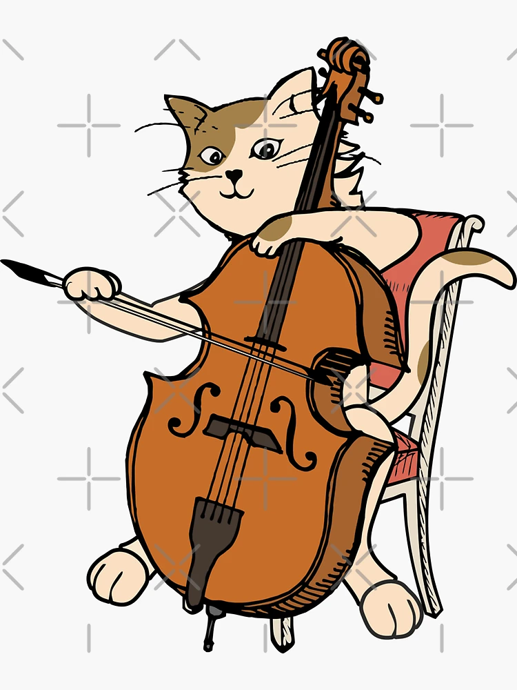 Cellist Cat Playing Cello Instrument Funny Gift for Violin Music Lover |  Sticker
