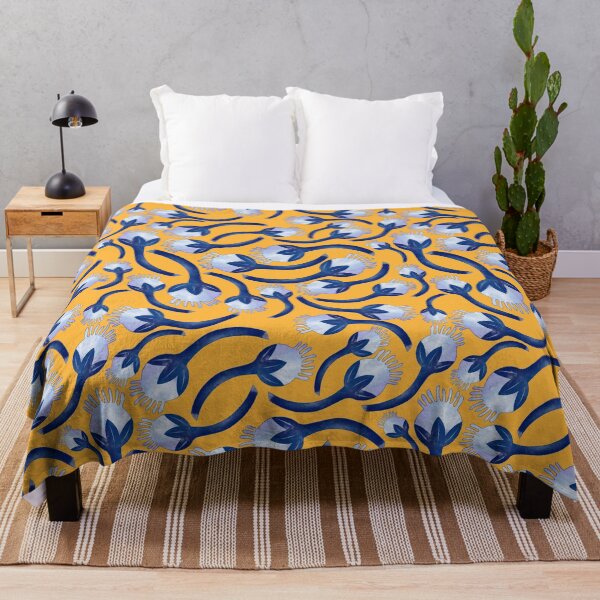 Item preview, Floral Chinoiserie Pattern - Chinese East Asian Culture Yellow Blue Watercolor Motif Vintage designed and sold by Millusti.