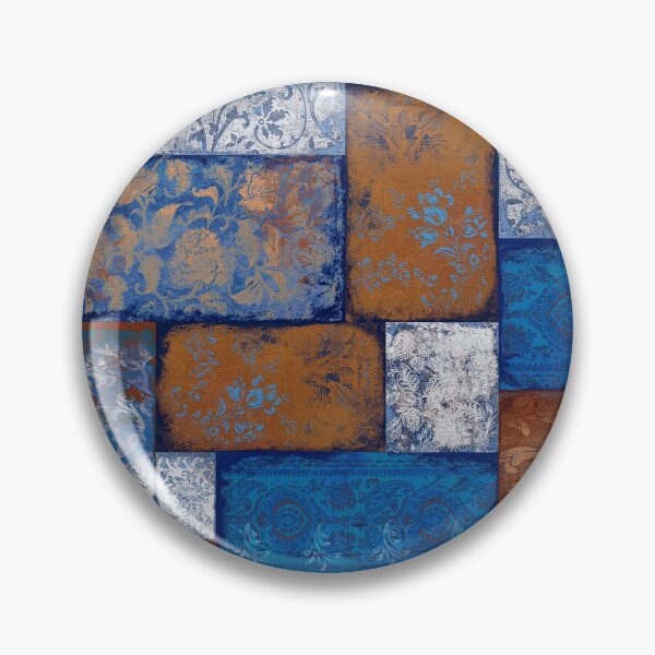 Item preview, Bohemian Patchwork cobal blue rust brown white designed and sold by Delinda Graphic Studio.