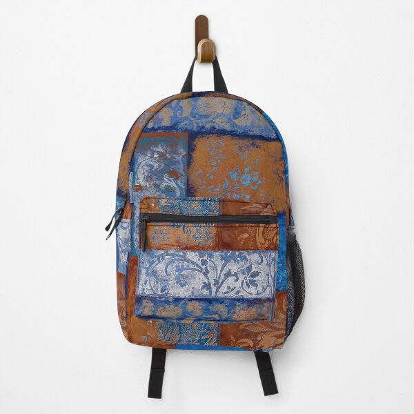 Item preview, Bohemian Patchwork cobal blue rust brown white designed and sold by Delinda Graphic Studio.