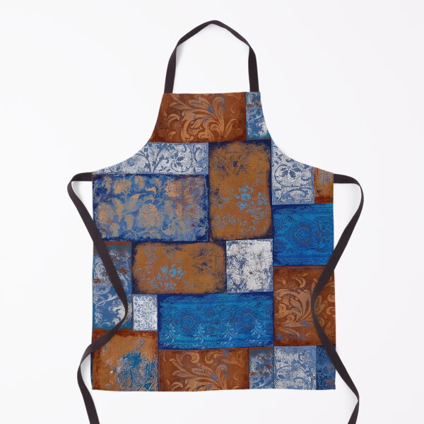 Item preview, Bohemian Patchwork cobal blue rust brown white designed and sold by Delinda Graphic Studio.