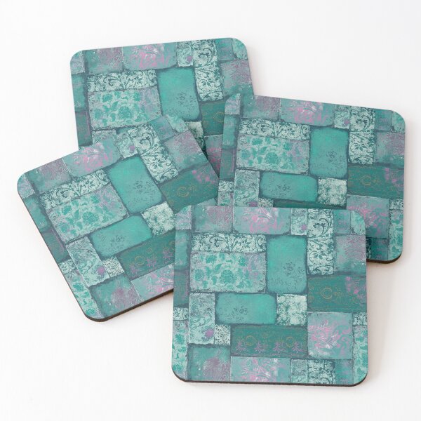 Item preview, Bohemian Patchwork viridian green lavender purple white designed and sold by Delinda Graphic Studio.