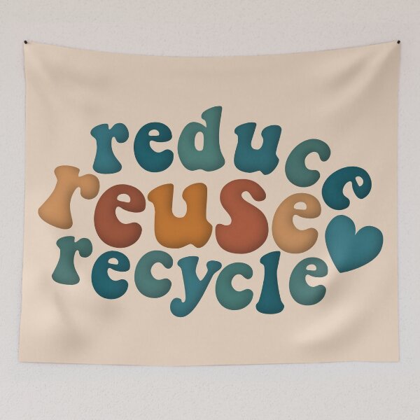 Item preview, Reduce Reuse Recycle Blue Orange Retro Environmental Advocacy designed and sold by cashewdays.