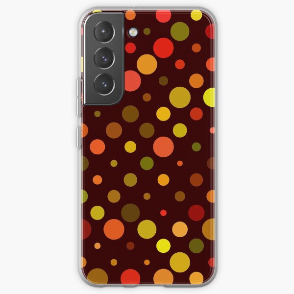 Cute Brown Aesthetic Polka Dot Geometric Pattern: Orange, Green, Yellow, Mauve Samsung Galaxy Soft Case