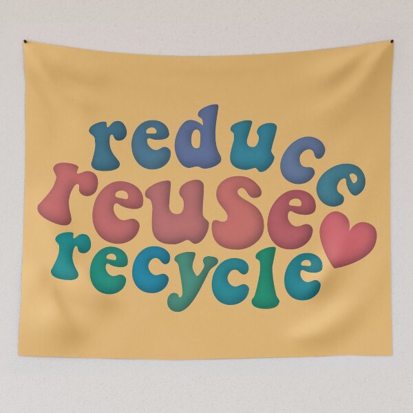 Item preview, Reduce Reuse Recycle Environmental Advocacy Blue Red Retro designed and sold by cashewdays.