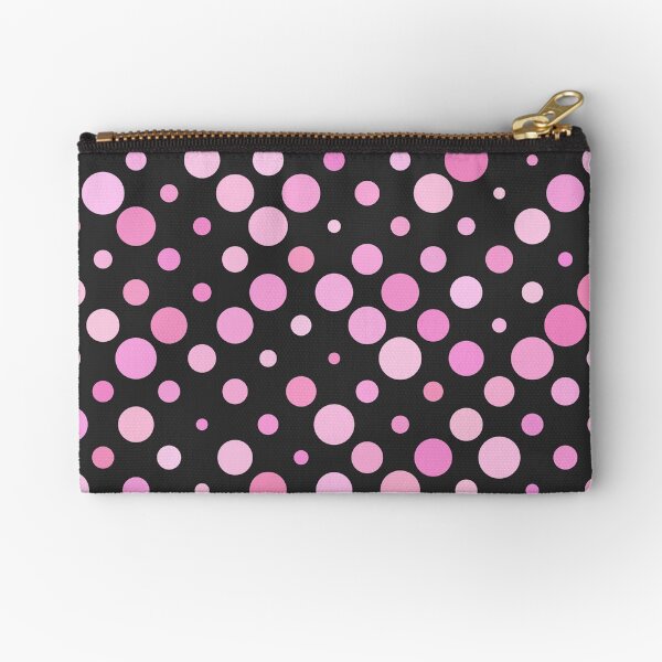 Pastel Pink and Gray Aesthetic Polka Dot Geometric Pattern Zipper Pouch