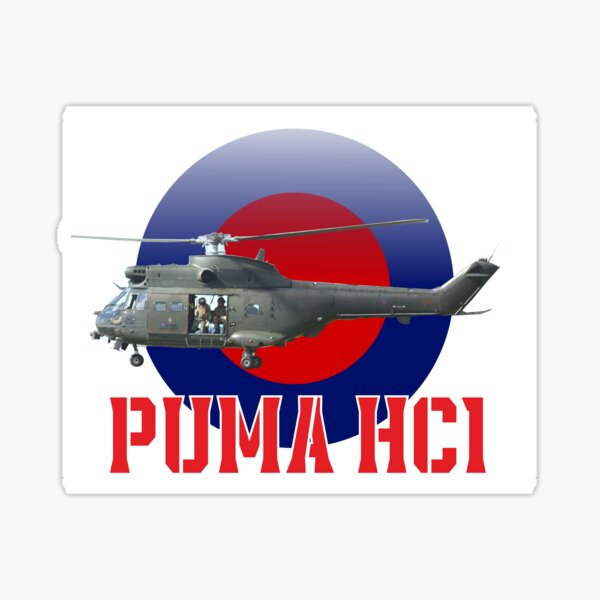 Vista previa del artículo con la obra «Helicóptero RAF Puma en RAF roundel», diseñado y vendido por ajtechdesigns.