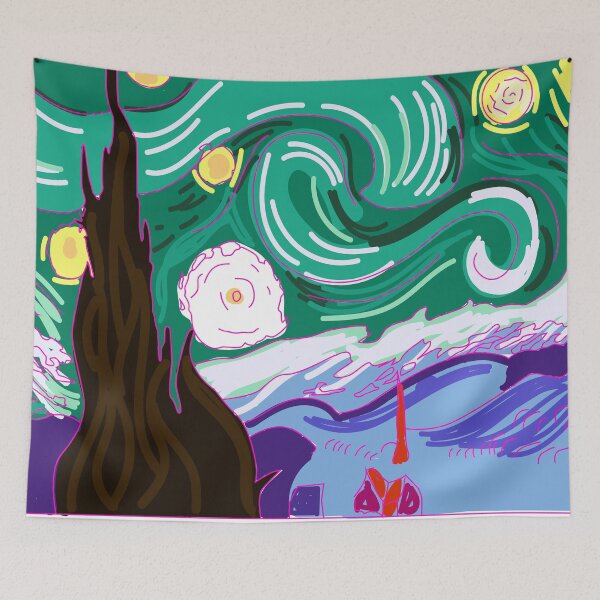 Item preview, Green Aurora Van Gogh Starry Night pastel color designed and sold by heyitsIrish.
