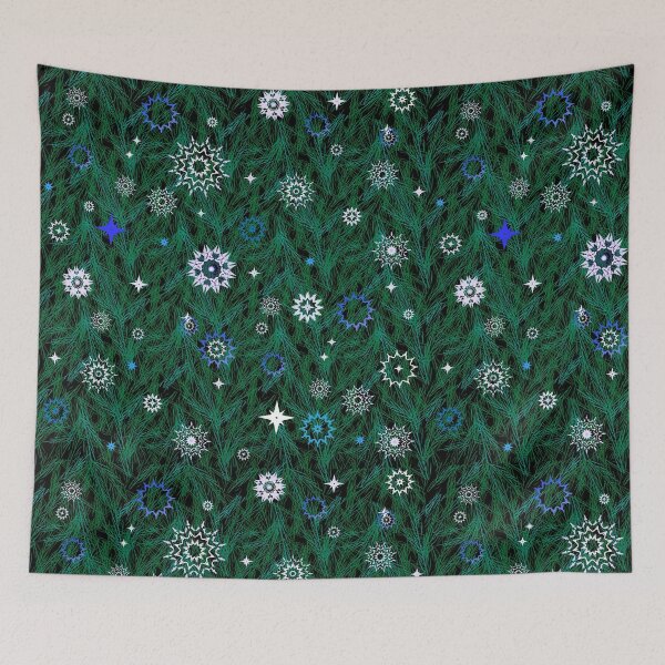 Item preview, Different snowflakes on the background of needles seamless pattern. designed and sold by Liza-RKS.