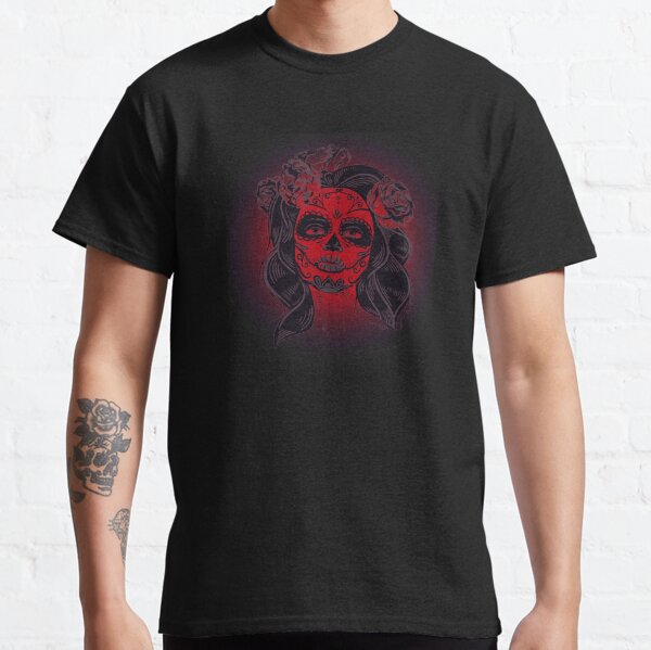 Shirtbanc Mens Graphic Shirt Day of The Dead Sugar Skull Oakland California x Vegas Tshirt