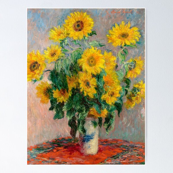Aperçu de l'œuvre Le Bouquet de tournesols de Claude Monet - Grands Arts créée et vendue par InHerits.