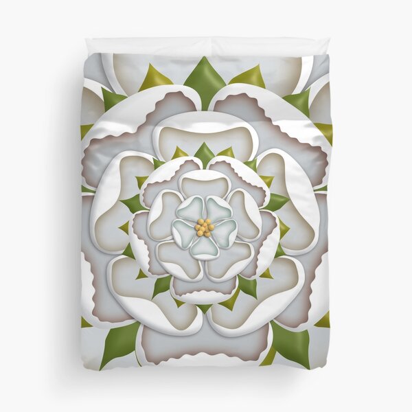 Tudor White Rose of Yorkshire Duvet Cover